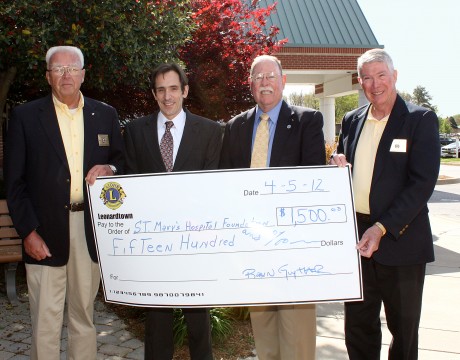 Lions Club donation to Medstar St. Mary's Hospital
