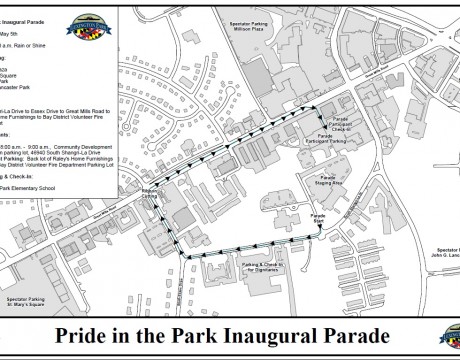 Pride in the Park Parade map